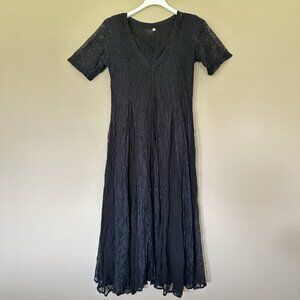 Vintage Black Lace Maxi Dress Women S Whimsigoth Victorian Witchy Gothic Vampire